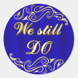 WE DOEN NOG STEEDS Golden Typography Blue Jubileum Ronde Sticker