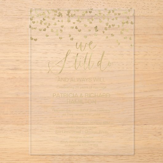 We doen nog steeds huwelijksgeloften vernieuwing acryl uitnodigingen (Voorkant)