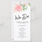 We doen Pink Blush Rozen Floral Wedding Program (Voorkant)