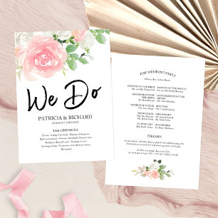 We doen Pink Blush Rozen Floral Wedding Program Programma