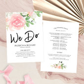 We doen Pink Blush Rozen Floral Wedding Program Programma