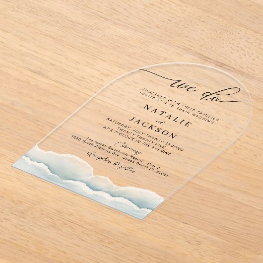 We doen strandbruiloft acryl uitnodiging met oceaa acryl uitnodigingen (Laagn)