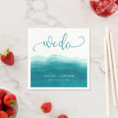 We doen Teal Ombre Waterverf Wave Bruiloft Servet (Insitu)