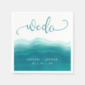 We doen Teal Ombre Waterverf Wave Bruiloft Servet (Voorkant)