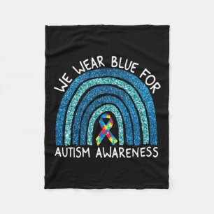 We Draag blauwe regenboog voor autisme Fleece Deken