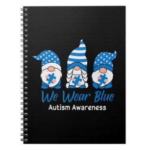 We Draag Blue Autism Awareness "Three Gnomes Holdi Notitieboek