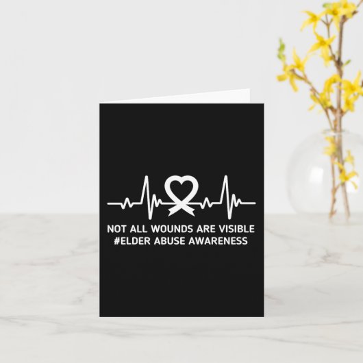 We Draag de Paarse Heartbeat Ouderenmishandeling B Kaart (Gele Bloem)