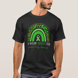 We Draag Green Cerebral Palsy Awareness Leopard Ra T-shirt