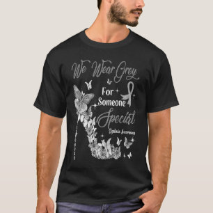 We Draag grijze Butterflies Dyslexia Bewustheid T-shirt