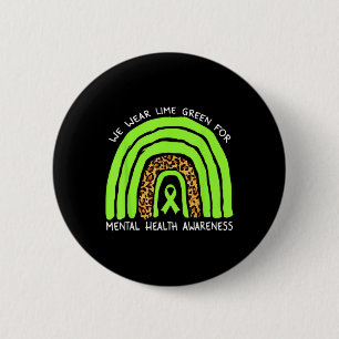 We Draag Lime Green Rainbow voor geestelijke gezon Ronde Button 5,7 Cm