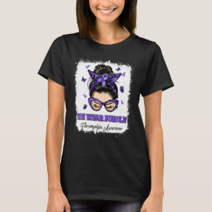 We Draag Paars Messy Bun Warrior Fibromyalgia Awar T-shirt