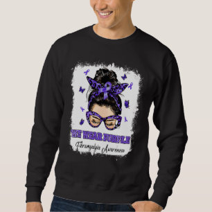 We Draag Paars Messy Bun Warrior Fibromyalgia Awar Trui
