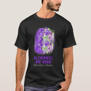 We Draag Paarse bloemige hersenen Alzheimer's Awar T-shirt