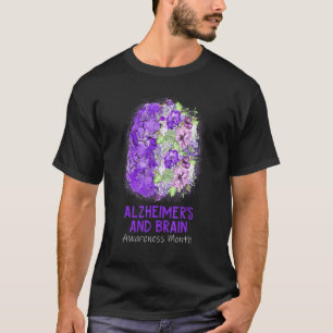 We Draag Paarse bloemige hersenen Alzheimer's Awar T-shirt
