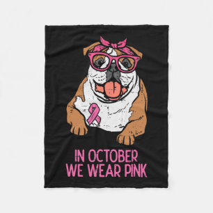 We Draag Pink English Bulldog Borstkanker Awarene Fleece Deken