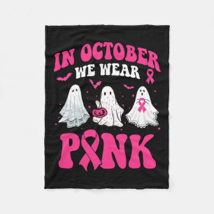 We Draag roze borstkankerwaarschuwing Ghost Halowe Fleece Deken