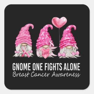 We Draag roze gnoom gnomen Breast Cancer Bewusthei Vierkante Sticker
