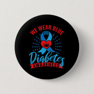 We dragen blauw voor diabetesbewustzijn  ronde button 5,7 cm