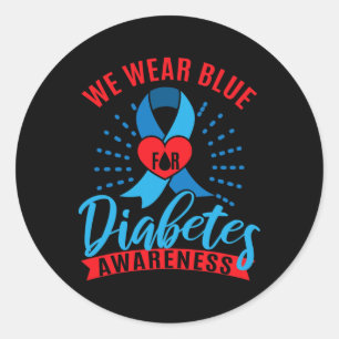 We dragen blauw voor diabetesbewustzijn  ronde sticker
