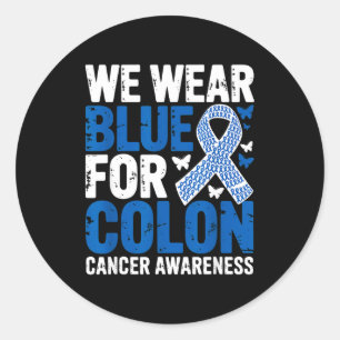 We dragen blauw voor lint voor colorectale kanker ronde sticker