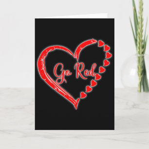 We dragen rood in februari Go Red Hartziekte bewus Kaart