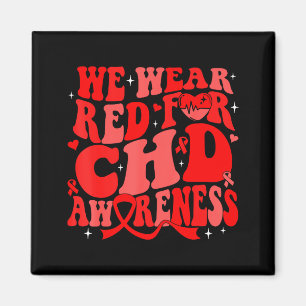 We dragen rood voor CHD-bewustzijn Hartziekte Maan Magneet