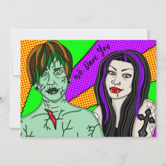 We Durven Het | Halloweenfeest Kaart (Voorkant)