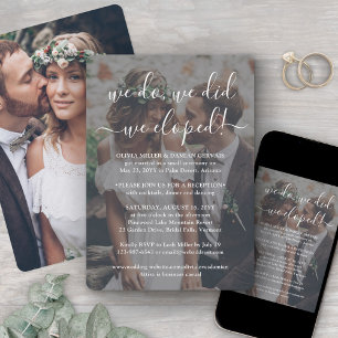 We Eloped 2 Foto-overlay Trouwreceptie Wit Kaart