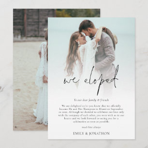 We Eloped 2 Foto Script Huwelijksaankondigingskaar Feestdagenkaart