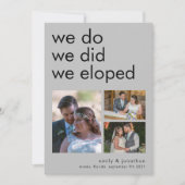We Eloped 3 Photos Faire-part Invitation gris (Devant)