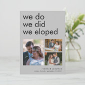We Eloped 3 Photos Faire-part Invitation gris (Debout devant)