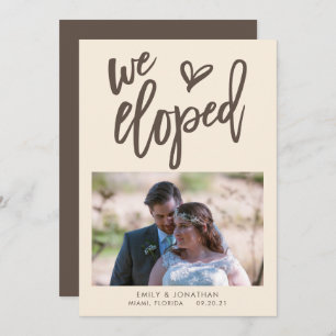 We Eloped Annonce Photo Invitation Crème Brown
