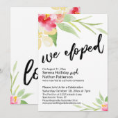We Eloped Casual Script met Waterverf Bloemen Kaart (Voorkant / Achterkant)