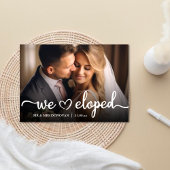 We Eloped Elegant Script Huwelijksfoto Aankondiging