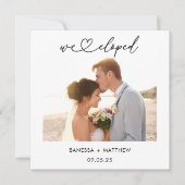 We Eloped Foto Calligrafie Scriptuur Trouwen Aankondiging (Voorkant)
