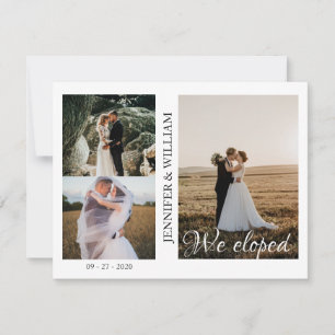 We Eloped Foto Collage Huwelijksaankondiging Kaart