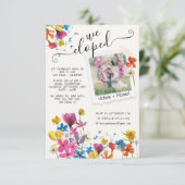 We Eloped Geperste Bloemen Boho Aankondiging (Staand voorkant)