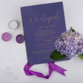 We Eloped Gold en Paarse Elegant Bruiloft Kaart