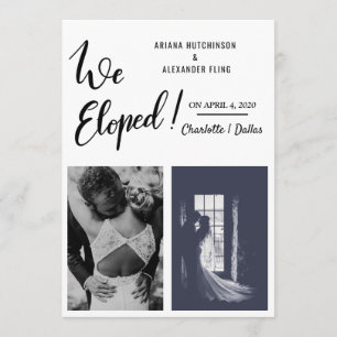 We Eloped handgeschreven Casual bruiloft twee foto Aankondiging