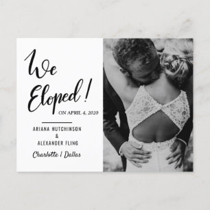 We Eloped Huwelijk Typography Koppel Foto Aankondigingskaart