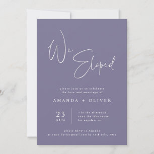We Eloped Lavendel Paars Minimalistische Elopement Aankondiging