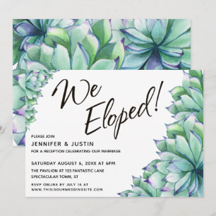 We Eloped Lettertype met Waterverf Succulenten Kaart