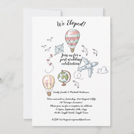 We Eloped - Mariage Invitations de fête avec photo (Devant)