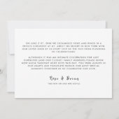 We Eloped Minimalistisch Script Custom Trouwfoto Aankondiging (Achterkant)