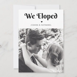 We Eloped Minimalistische Retro Typografie Hart Ee Kaart