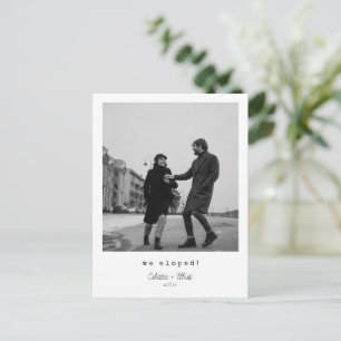 We Eloped Modern Minimal Simple Message Foto Aankondigingskaart