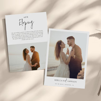 We Eloped Modern Minimalist Photo Wedding  Aankondiging