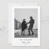We Eloped Modern Minimalistische Foto Bericht Brie Aankondiging (Voorkant)