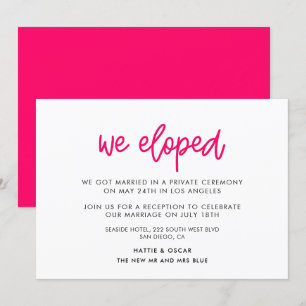We eloped Moderne kalligrafie trouwkaart Kaart