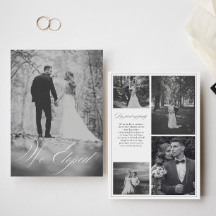 We Eloped Moderne Kalligrafie Zwart en Wit Foto Aankondiging